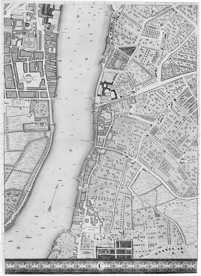 Mappa di Lambeth e Vauxhall, Londra, 1746 da John Rocque